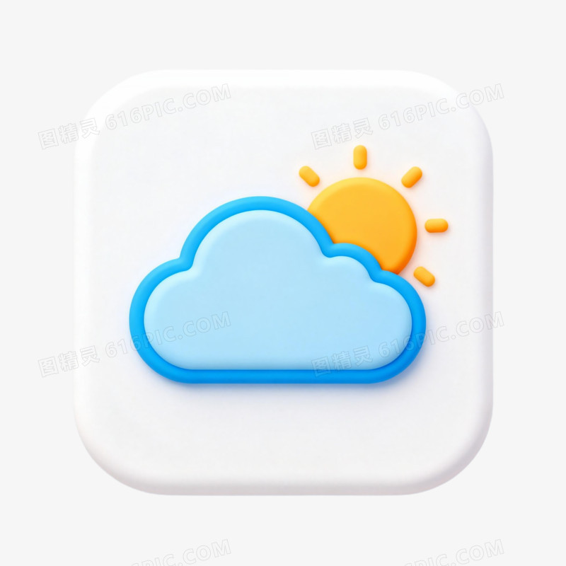 3D多云转晴天气图标免抠元素