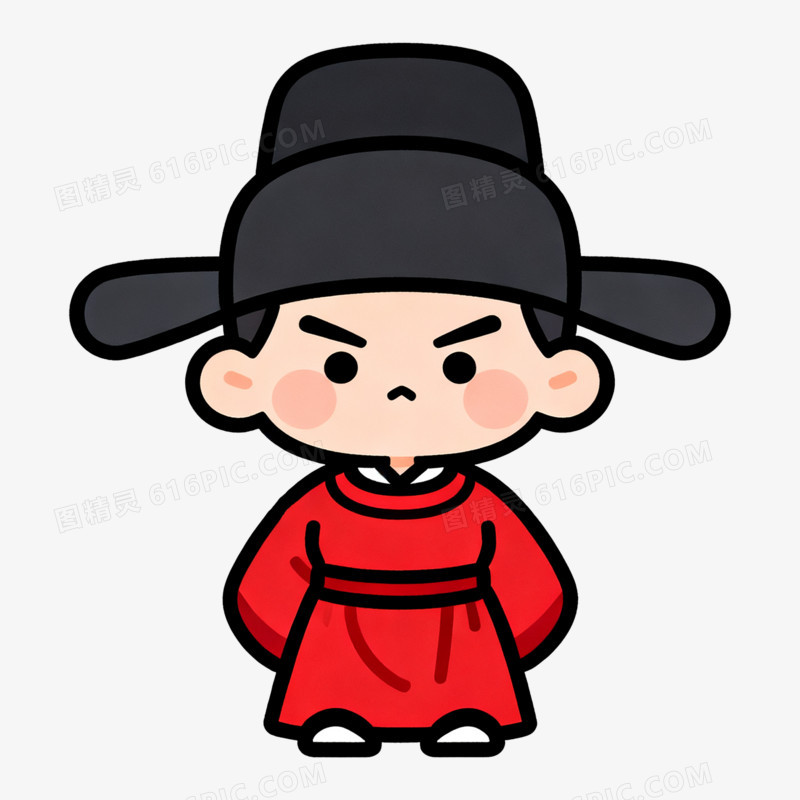 扁平风Q版明朝官员免抠元素