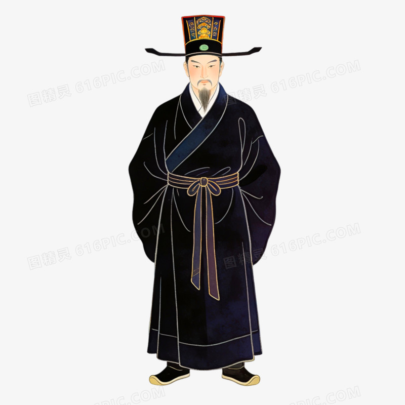插画风格宋朝官员免抠元素
