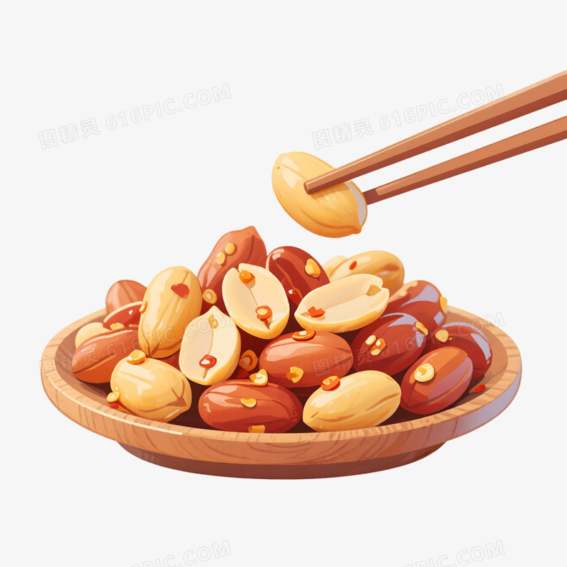 卡通手绘筷子夹食物文化免抠元素