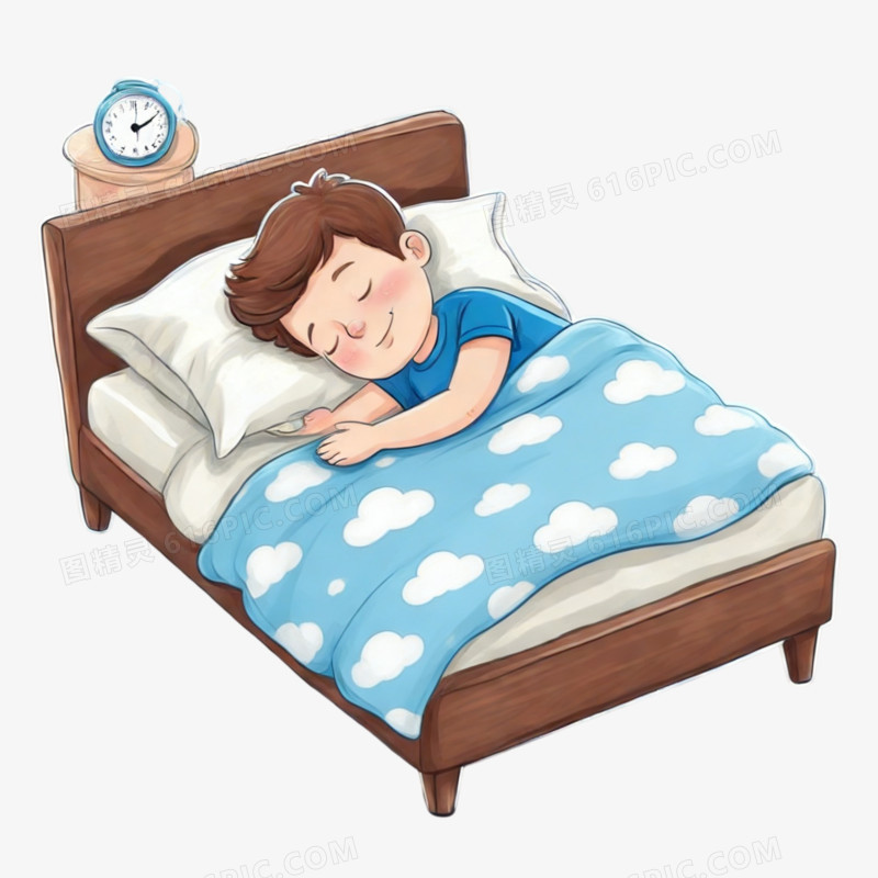卡通手绘世界睡眠日睡觉的小孩免抠元素