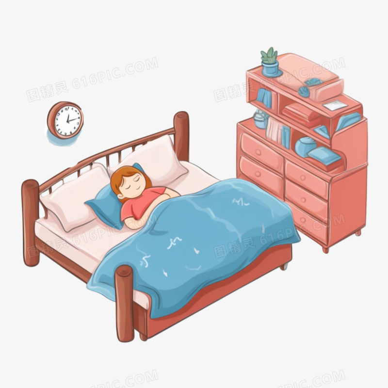 卡通手绘世界睡眠日睡觉的小孩免抠元素