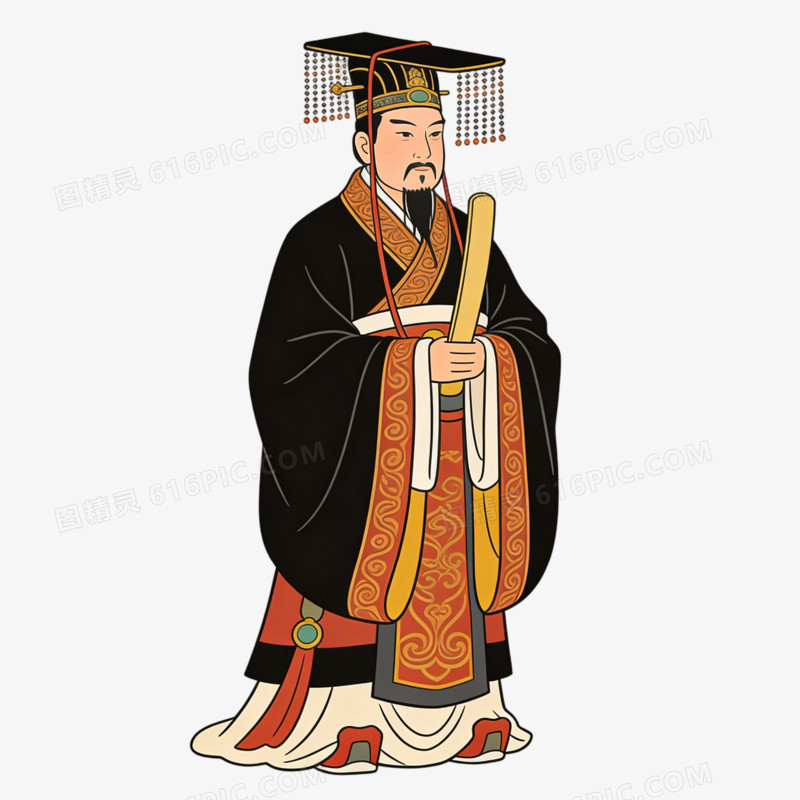 卡通手绘秦朝官员免抠元素