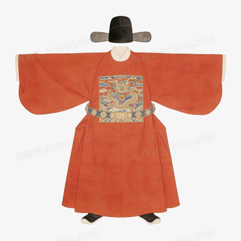 中国古代官员官袍官帽橘色ai免抠元素
