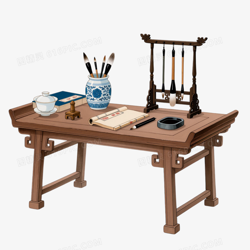 卡通手绘文房四宝免抠元素