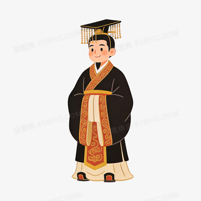 汉朝官员微笑ai免抠元素