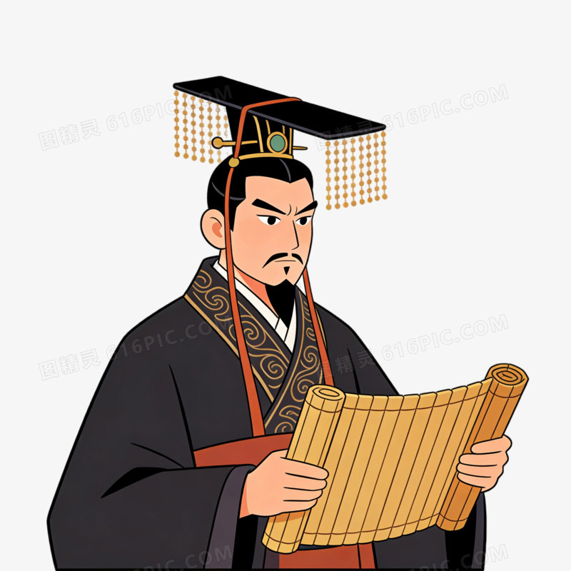 秦朝官员皇帝插画ai免抠元素