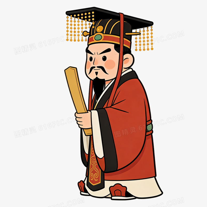 汉朝官员卡通插画ai免抠元素