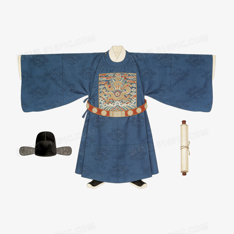 中国古代官员官袍官帽贴图ai免抠元素