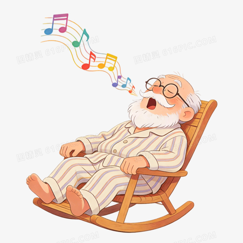 老年人睡觉插画ai免抠元素
