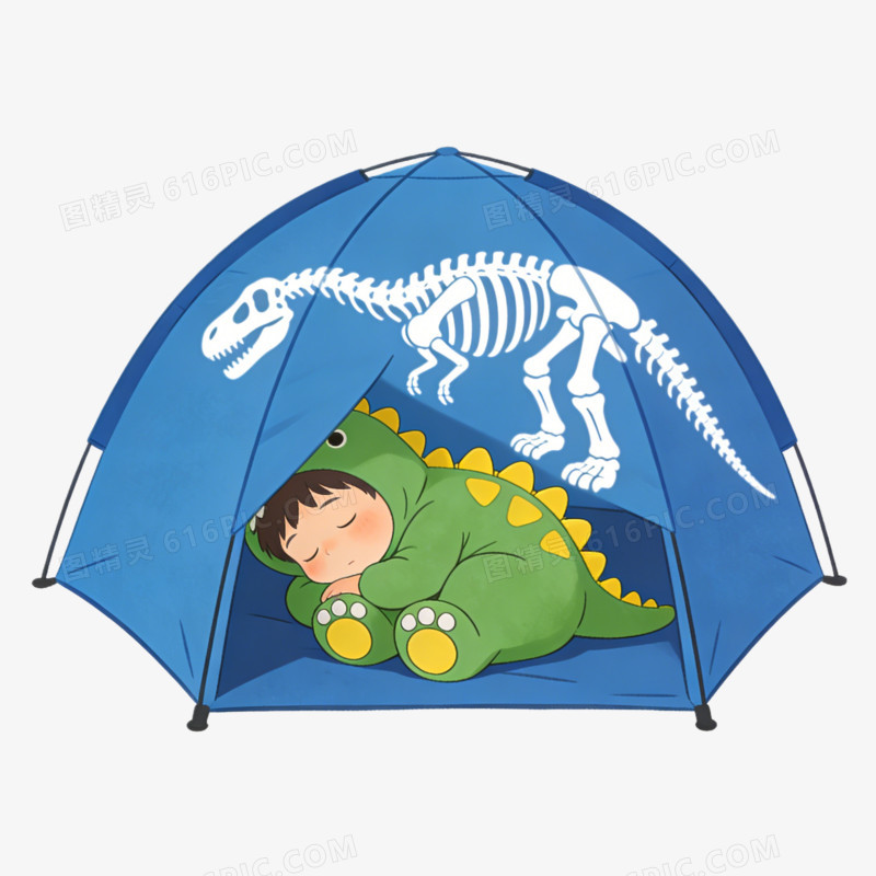 睡觉卡通插画帐篷ai免抠元素