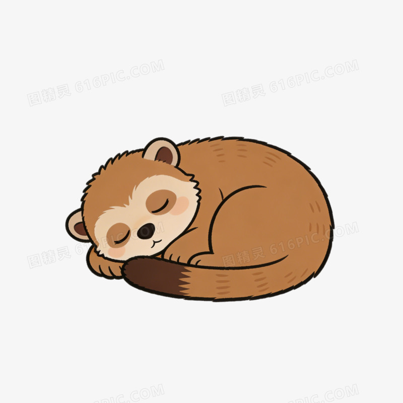 睡觉的小动物浣熊ai免抠元素