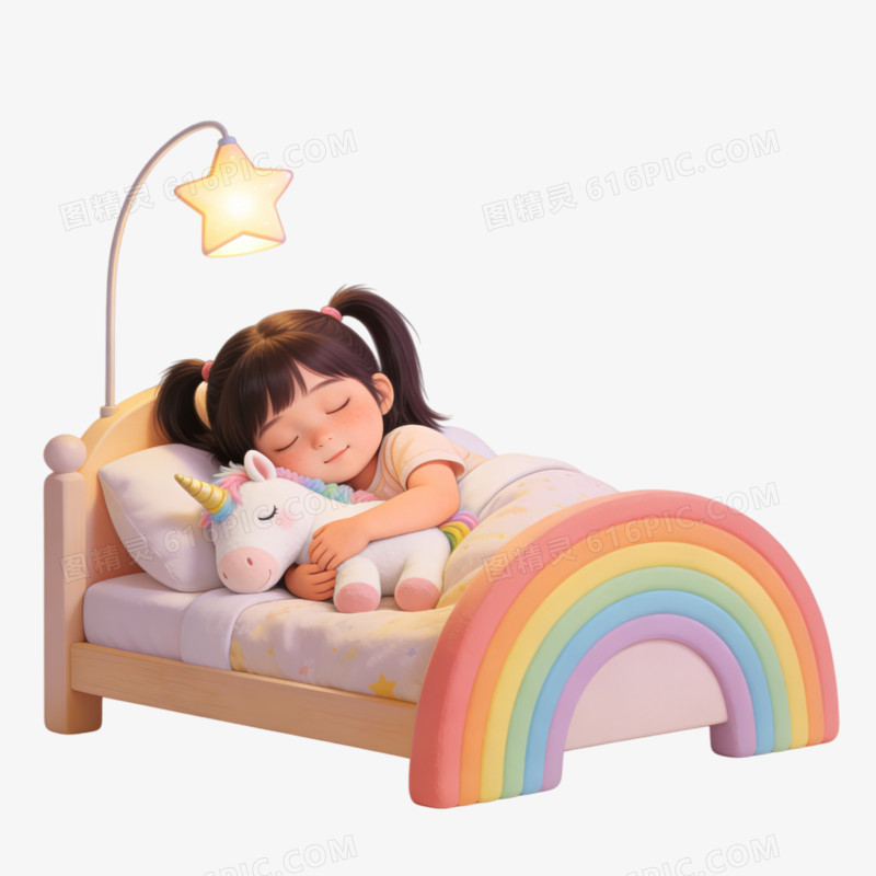 正在睡觉的小女孩卡通画ai免抠元素