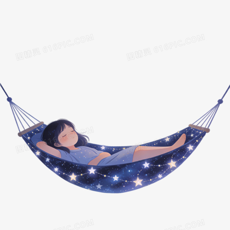 夜晚睡觉的女孩子ai免抠元素