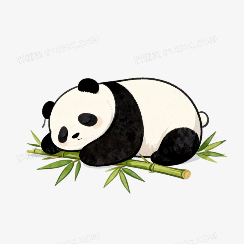 熟睡的大熊猫插画ai免抠元素