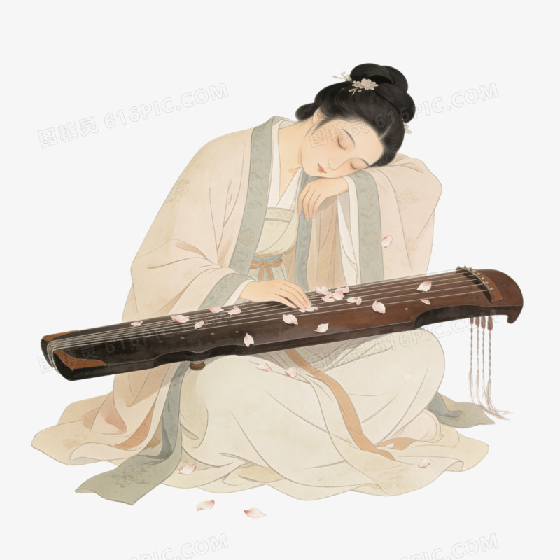 古代美女睡着了ai免抠元素