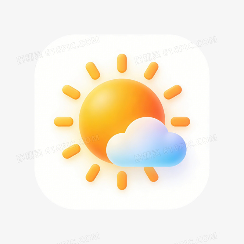天气晴转多云图标ai免抠元素