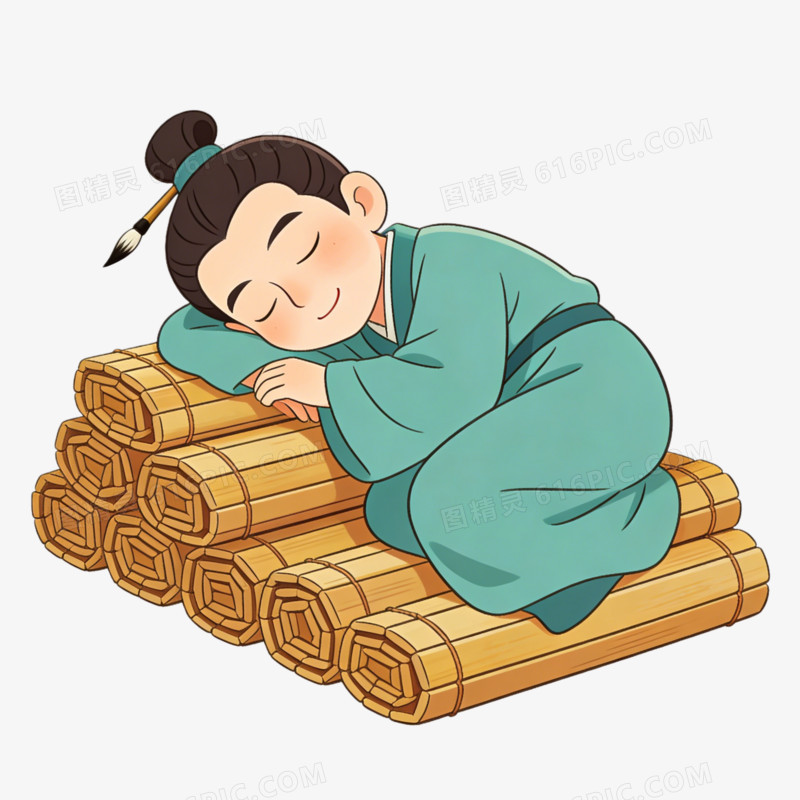 书生睡觉ai免抠元素