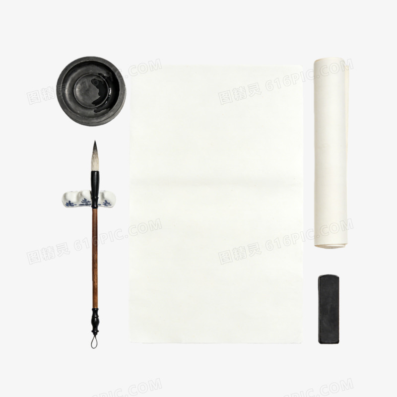 文房四宝笔墨砚台ai免抠元素