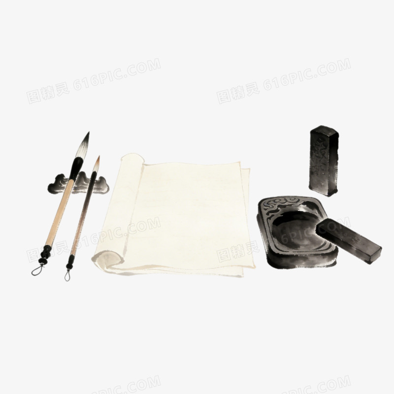 文房四宝各样工具ai免抠元素