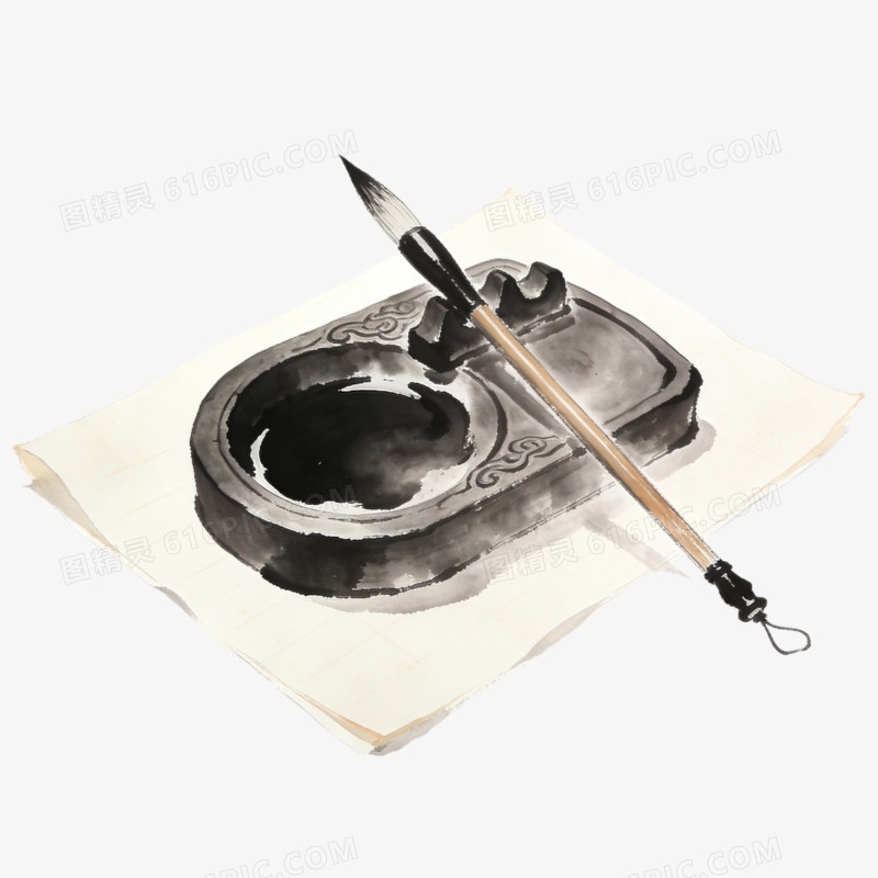 水墨风文房四宝仿古ai免抠元素