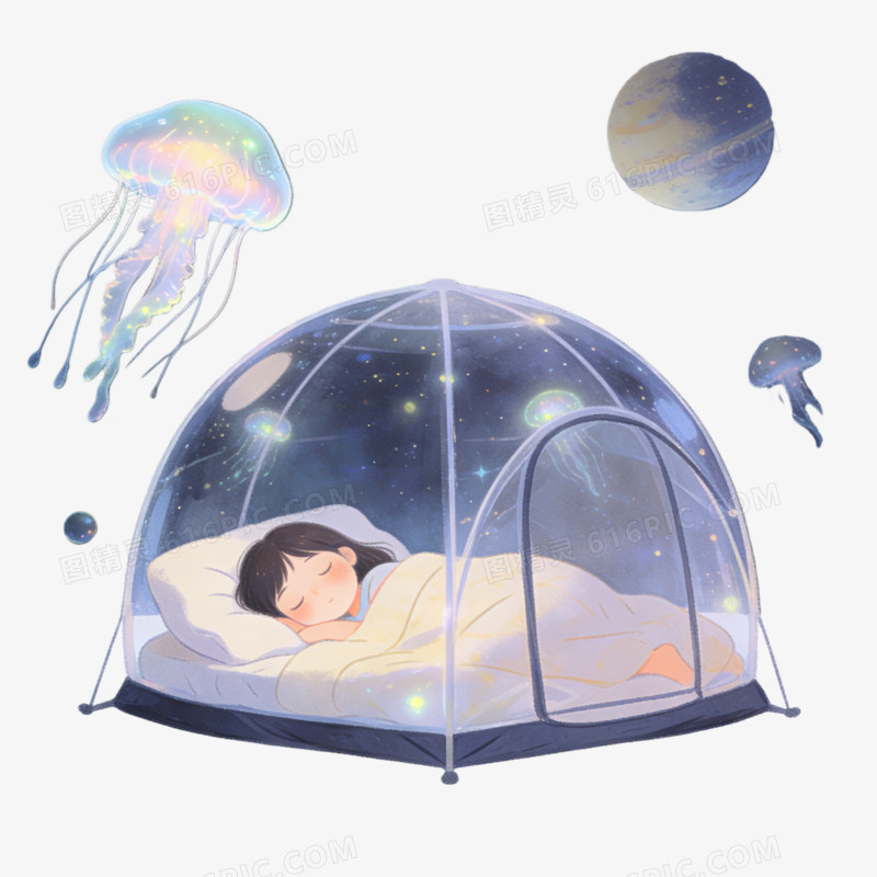 睡梦中的女孩ai免抠元素