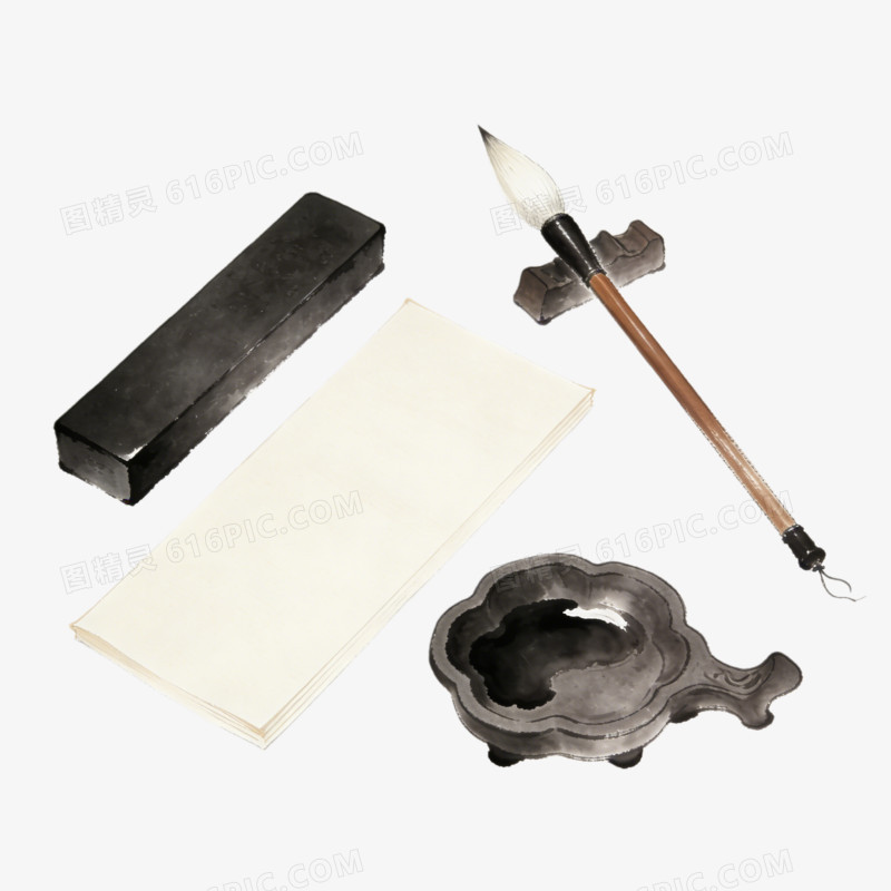 文房四宝插图d艺术ai免抠元素