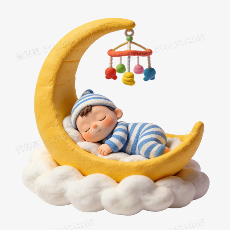 手办小孩睡觉ai免抠元素