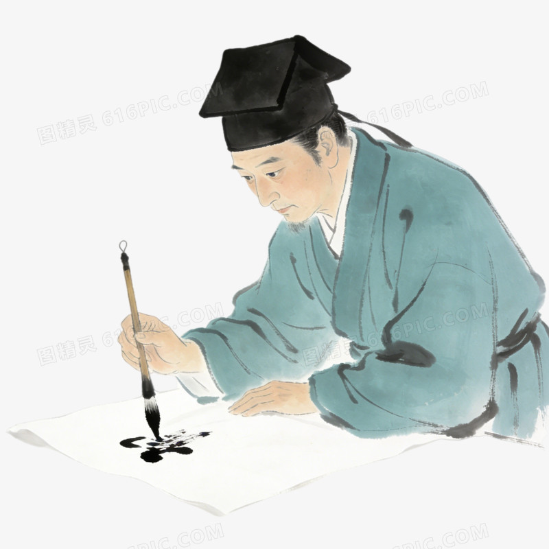 水墨风文房四宝写字ai免抠元素