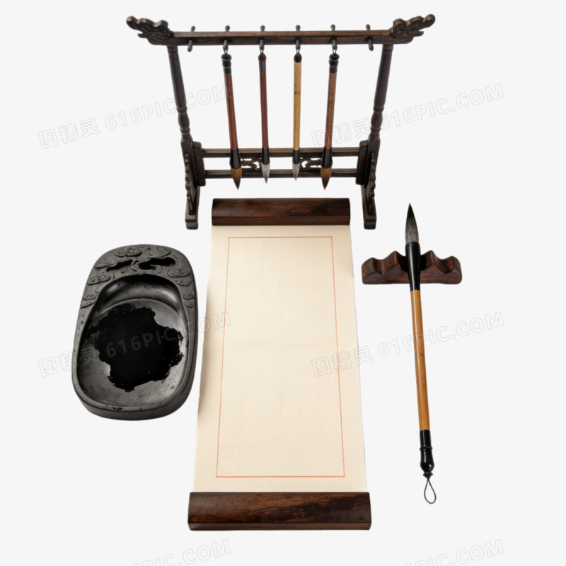 文房四宝各式各样工具ai免抠元素