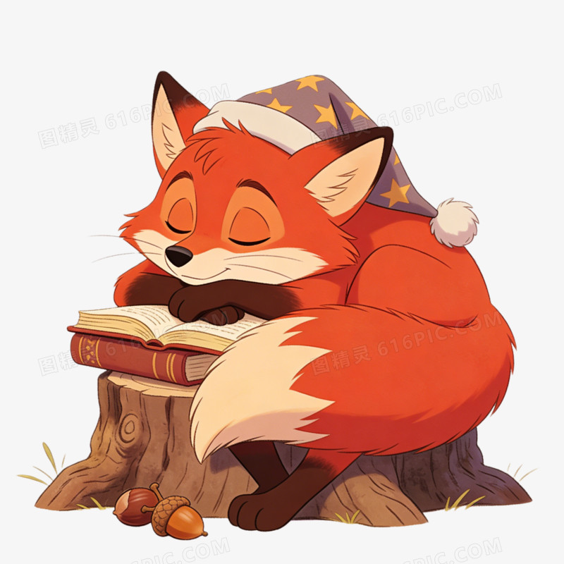 红色狐狸睡觉ai免抠元素