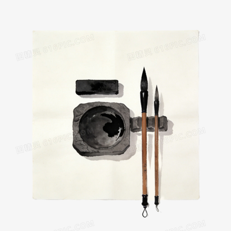 文房四宝毛笔d纸砚ai免抠元素