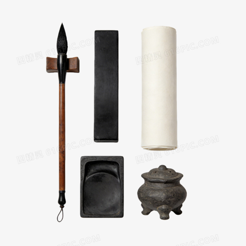 文房四宝的笔纸ai免抠元素