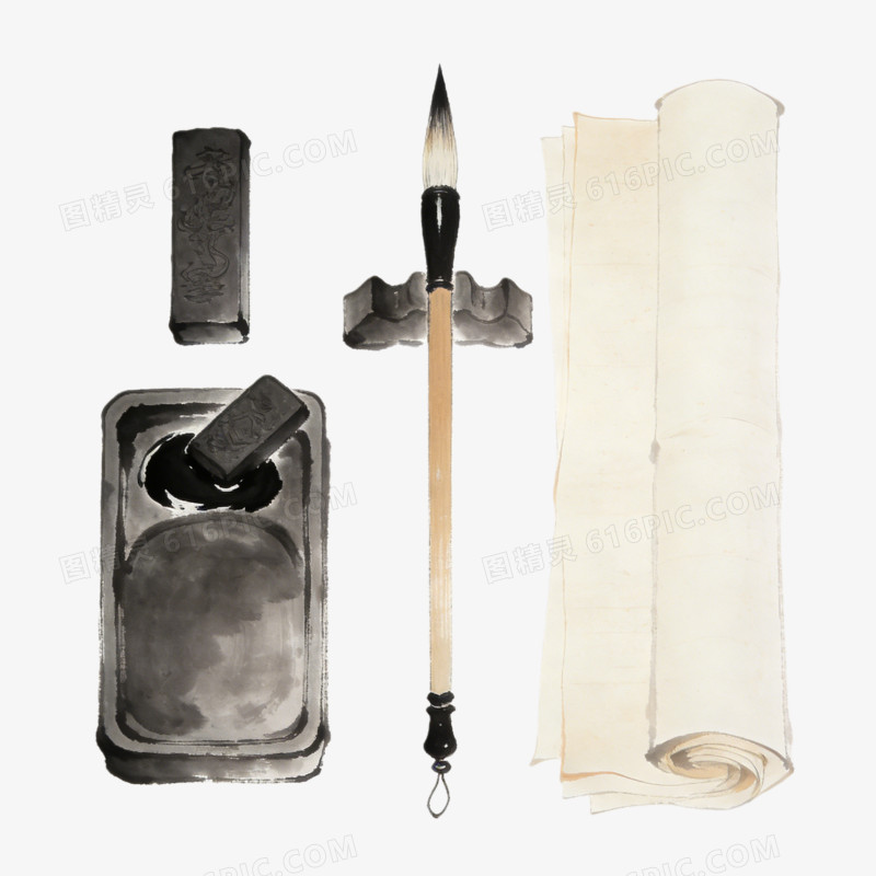 文房四宝书法作画工具ai免抠元素