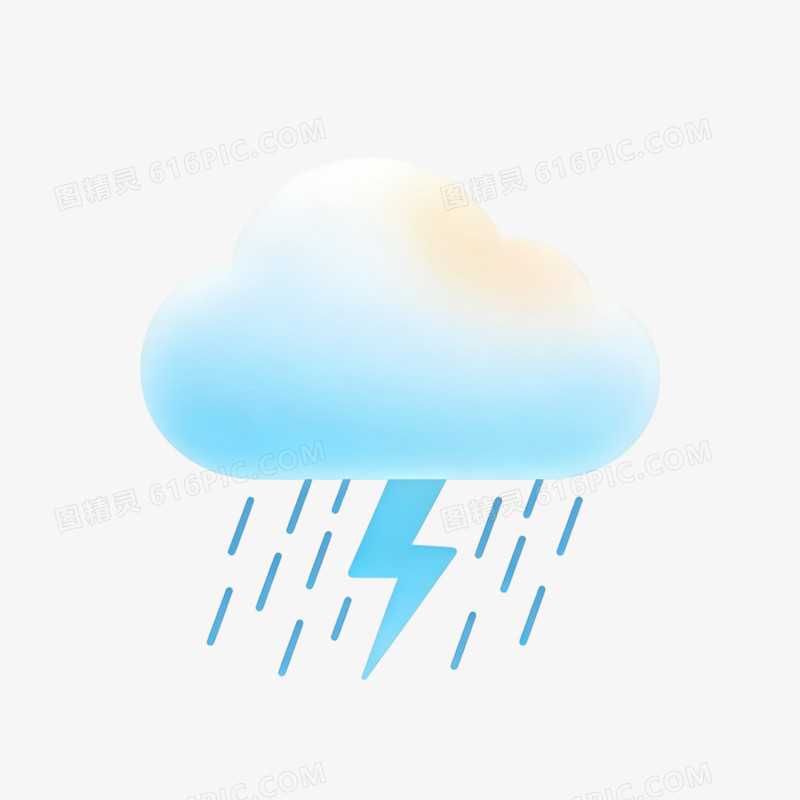 天气雷暴雨时节ai免抠元素