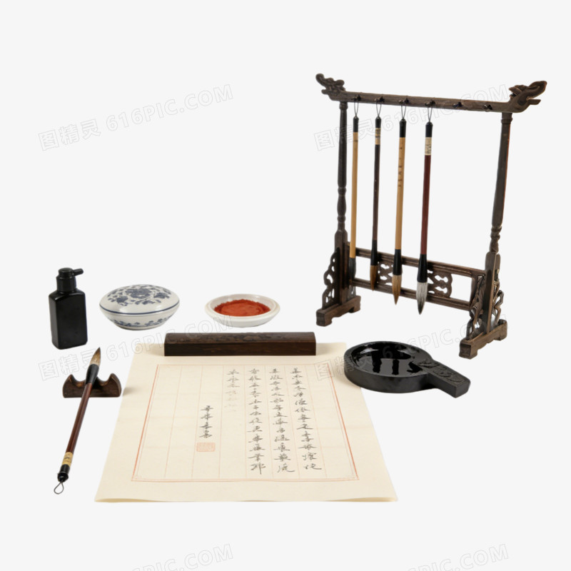 文房四宝作画工具颜料ai免抠元素