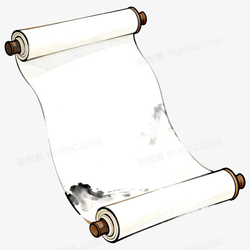 卡通手绘插画文房四宝笔墨纸砚免抠元素