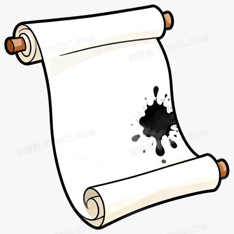 卡通手绘插画文房四宝笔墨纸砚免抠元素