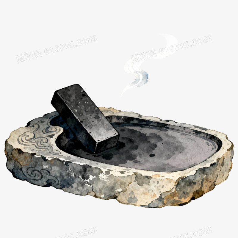 卡通手绘插画文房四宝笔墨纸砚免抠元素