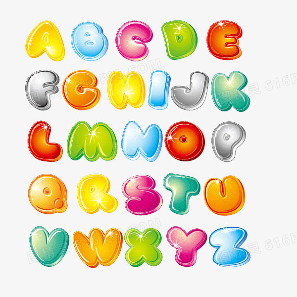 数字字母 立体 彩色 卡通 泡泡体
