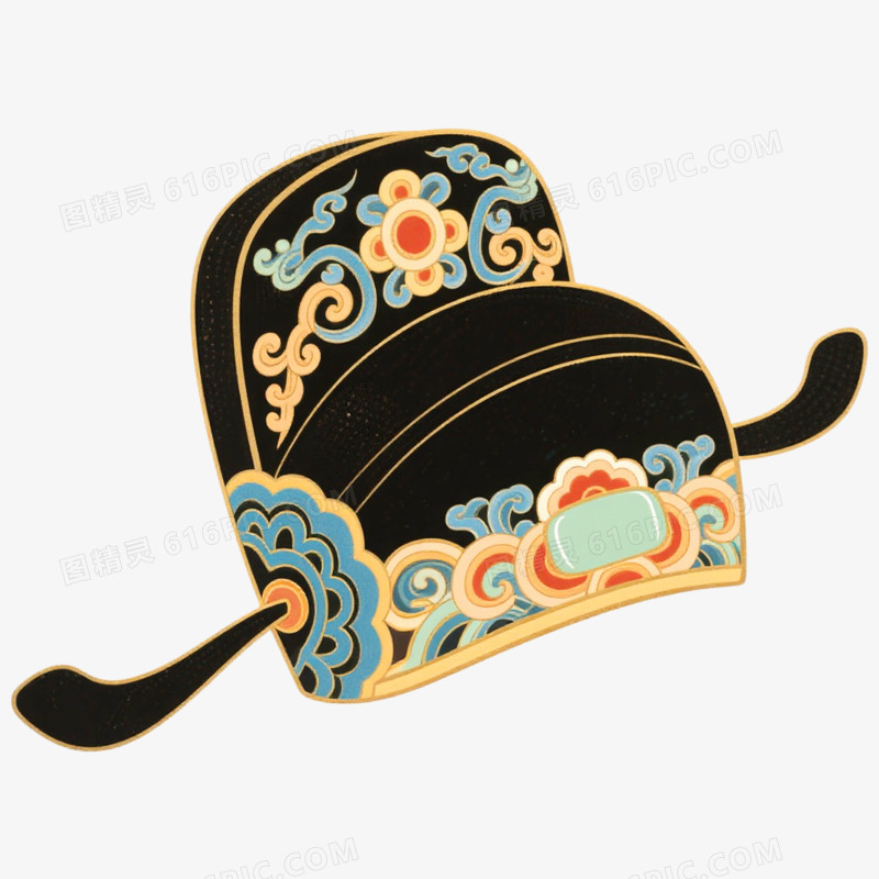 卡通手绘古代官帽免抠元素