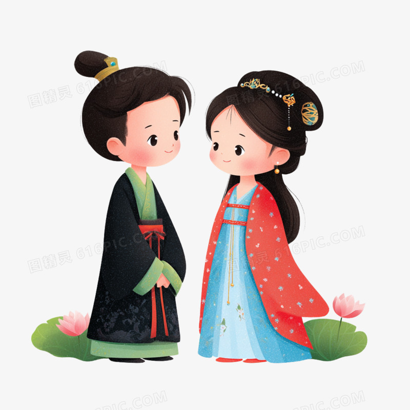 卡通手绘情侣头像表情包免抠元素