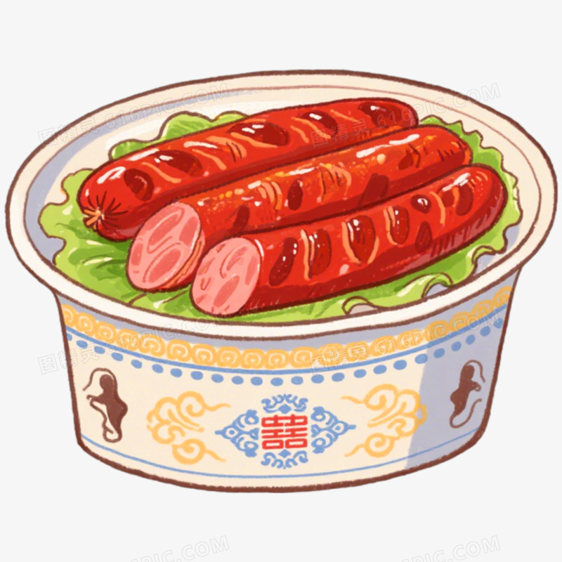 哈尔滨红肠地方特色美食免抠元素