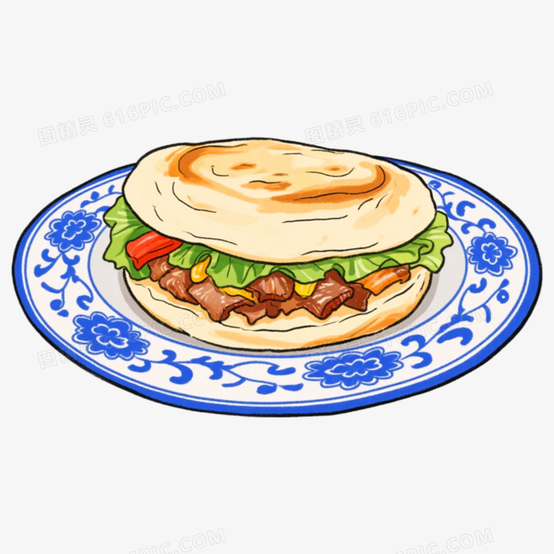 西安肉夹馍地方美食免抠元素