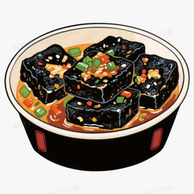 长沙臭豆腐黑色地方美食免抠元素