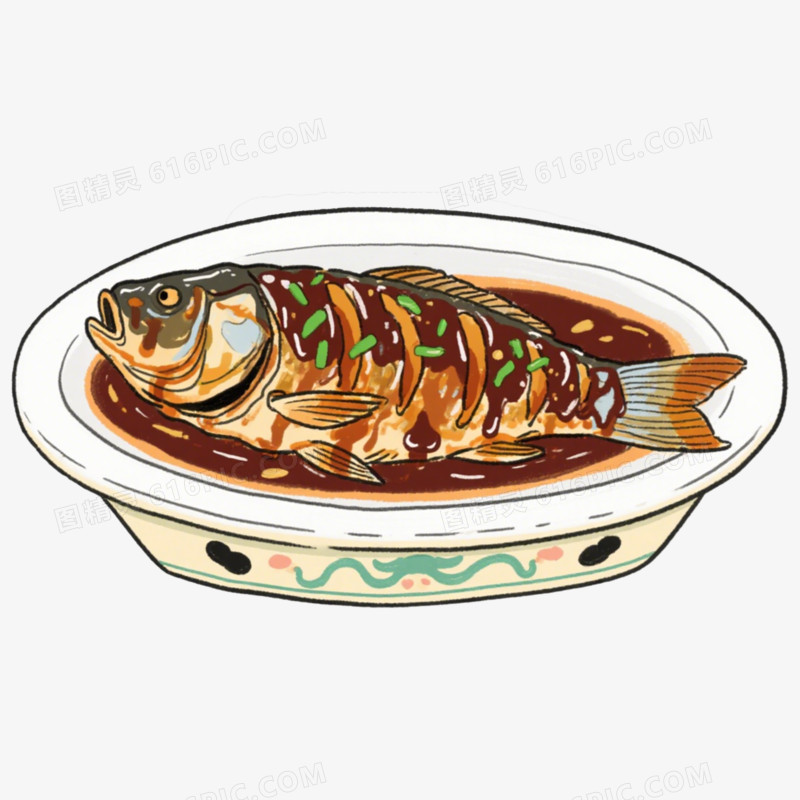 西湖醋鱼地方特色美食免抠元素