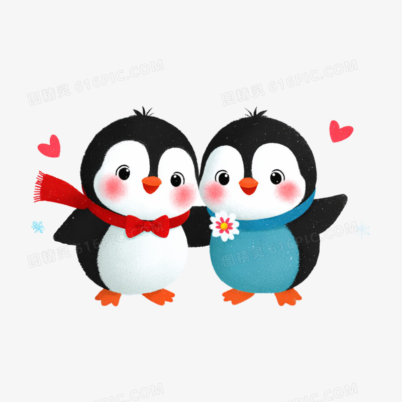 卡通手绘企鹅情侣头像表情包免抠元素