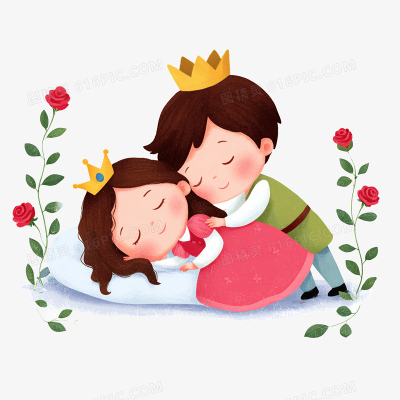 卡通手绘童话故事睡美人免抠元素