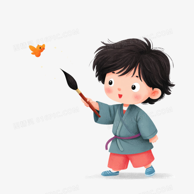 卡通手绘童话故事神笔马良免抠元素