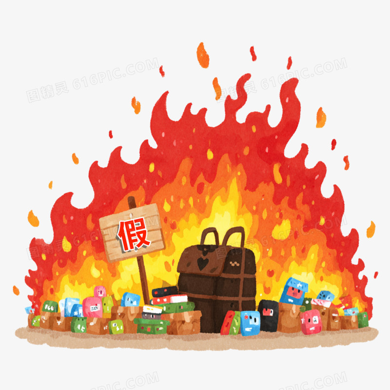 卡通手绘消费者权益日打假免抠元素